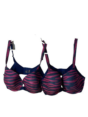 Savage x Fenty Stylish Pink and Blue Zebra Print Bra - set of 2 38DD beetroot